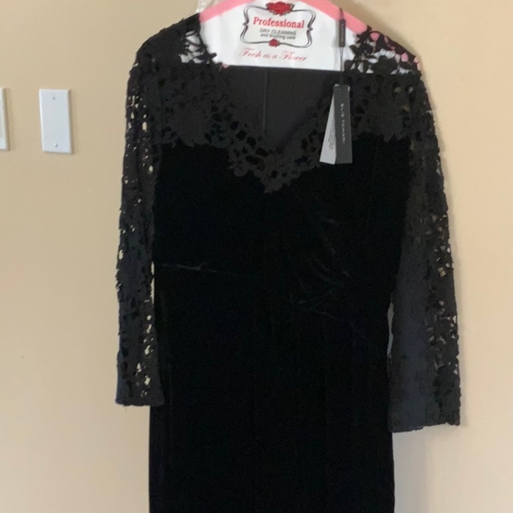 Black velvet lace dress